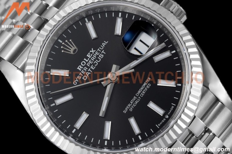 Rolex - Datejust 126234 36mm Jub Flt 904L SS/SS Black/Stk VSF VS3235