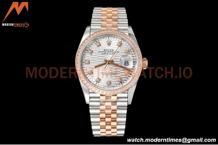 Rolex - Datejust 126281 36mm Jub Diamond 904L RG/Dia F-Silv/Dia VSF VS3235