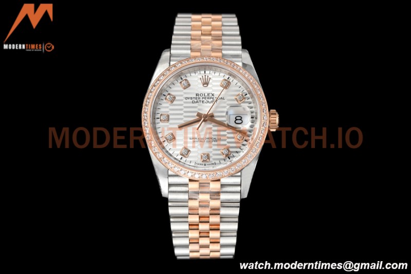 Rolex - Datejust 126281 36mm Jub Diamond 904L RG/Dia F-Silv/Dia VSF VS3235