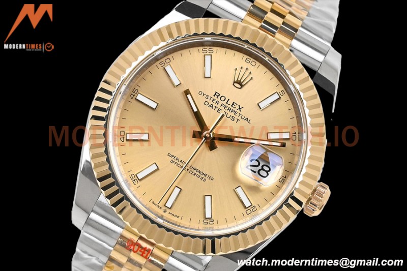 Rolex - DJ2 41mm 126333 Jub Flt Gold Wrapped 904L YG/SS Gold/Stk EWF A3235