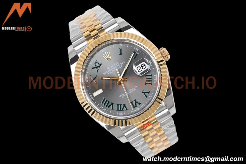 Rolex - DJ2 41mm 126333 Jub Flt Gold Wrapped 904L YG/SS Wimbledon Grey/Rmn EWF A3235