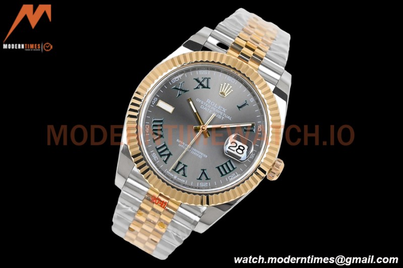 Rolex - DJ2 41mm 126333 Jub Flt Gold Wrapped 904L YG/SS Wimbledon Grey/Rmn EWF A3235