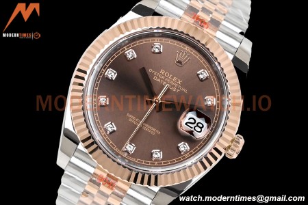 Rolex - DJ2 41mm 126331 Jub Flt RG Wrapped 904L RG/SS Choco/Dia EWF A3235