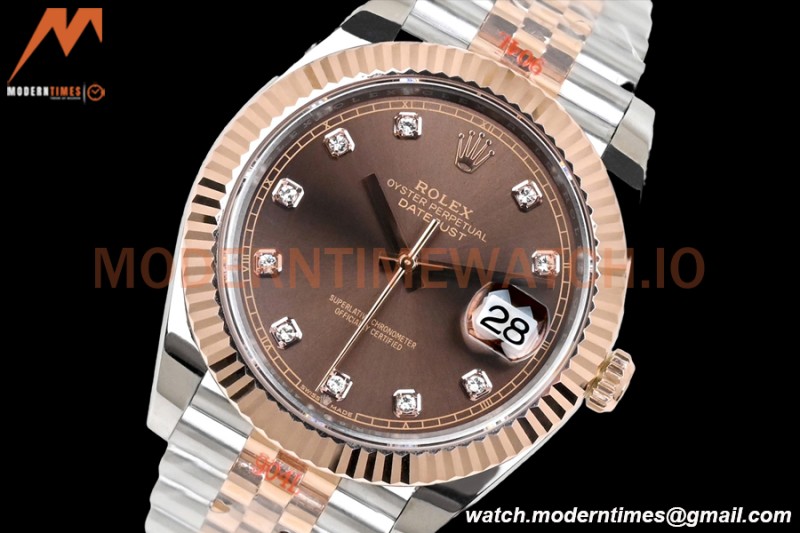 Rolex - DJ2 41mm 126331 Jub Flt RG Wrapped 904L RG/SS Choco/Dia EWF A3235