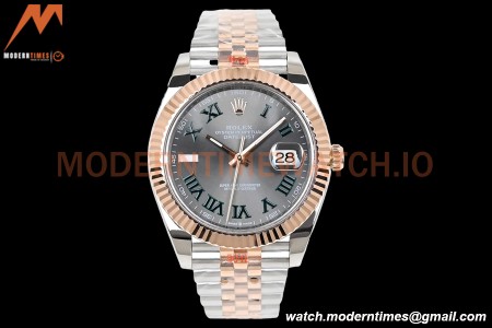 Rolex - DJ2 41mm 126331 Jub Flt Gold Wrapped 904L RG/SS Wimbledon Grey/Rmn EWF A3235