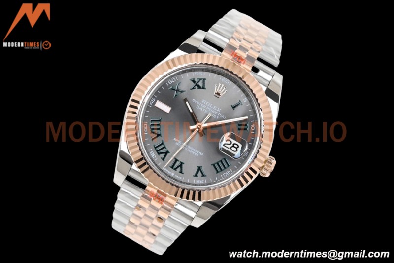 Rolex - DJ2 41mm 126331 Jub Flt Gold Wrapped 904L RG/SS Wimbledon Grey/Rmn EWF A3235