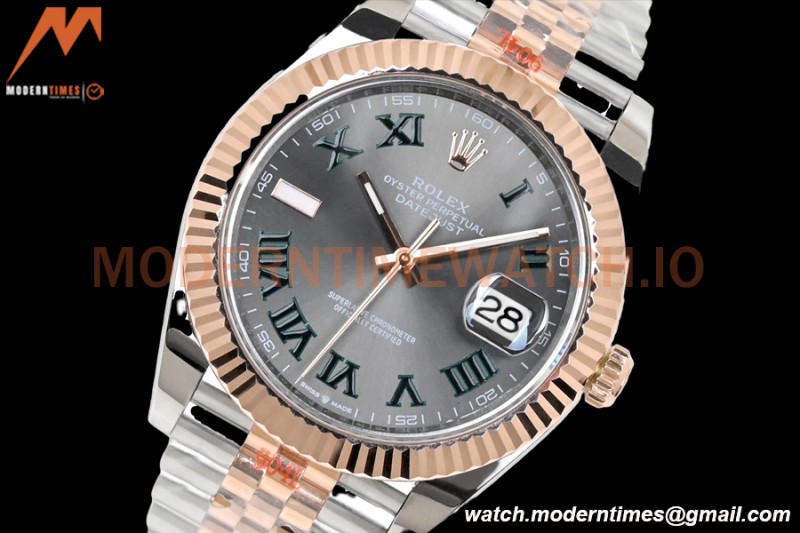 Rolex - DJ2 41mm 126331 Jub Flt Gold Wrapped 904L RG/SS Wimbledon Grey/Rmn EWF A3235