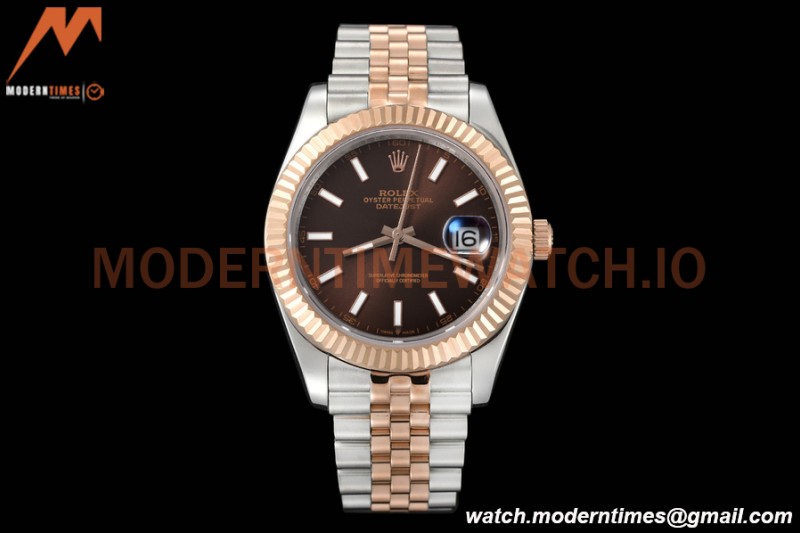 Rolex - Datejust 126331 41mm Jub Flt RG/SS Brown/Stk GDF MY8215