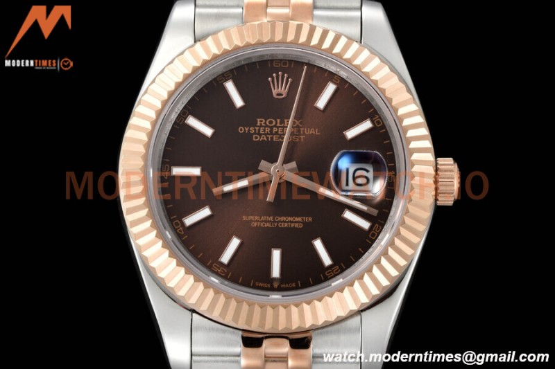 Rolex - Datejust 126331 41mm Jub Flt RG/SS Brown/Stk GDF MY8215