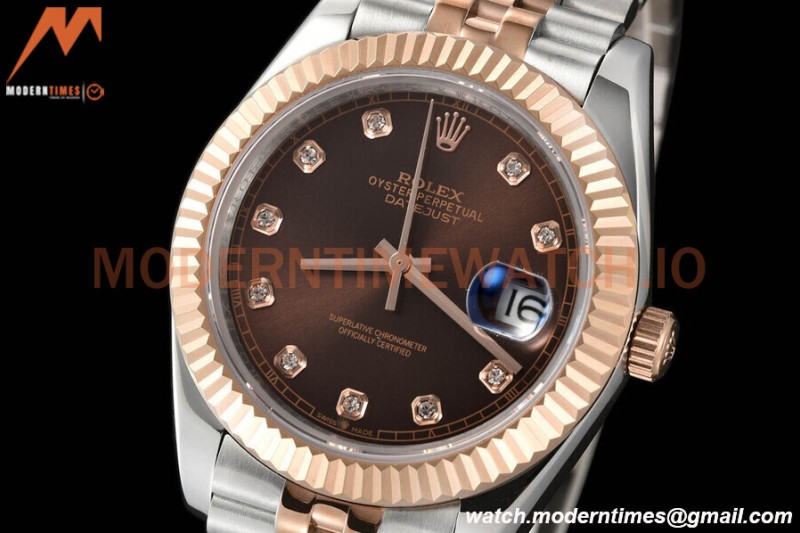 Rolex - Datejust 126331 41mm Jub Flt RG/SS Brown/Dia GDF MY8215