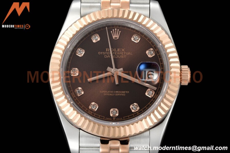 Rolex - Datejust 126331 41mm Jub Flt RG/SS Brown/Dia GDF MY8215