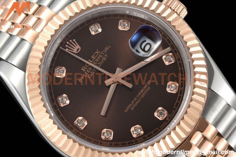 Rolex - Datejust 126331 41mm Jub Flt RG/SS Brown/Dia GDF MY8215
