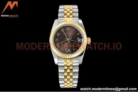 Rolex - Datejust Ladies 278273 31mm Jub Flt YG/SS Brown/Rmn GDF MY8215