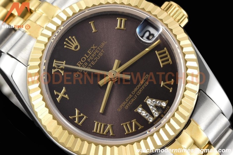 Rolex - Datejust Ladies 278273 31mm Jub Flt YG/SS Brown/Rmn GDF MY8215