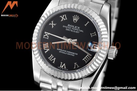 Rolex - Datejust Ladies 278274 31mm Jub Flt SS/SS Blk/Rmn GDF MY8215
