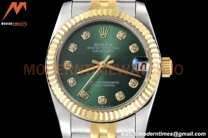 Rolex - Datejust Ladies 278273 31mm Jub Flt YG/SS Green/Dia GDF MY8215