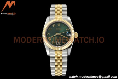 Rolex - Datejust Ladies 278273 31mm Jub Flt YG/SS Green/Rmn GDF MY8215