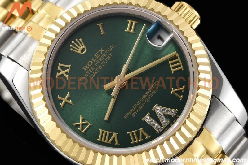 Rolex - Datejust Ladies 278273 31mm Jub Flt YG/SS Green/Rmn GDF MY8215