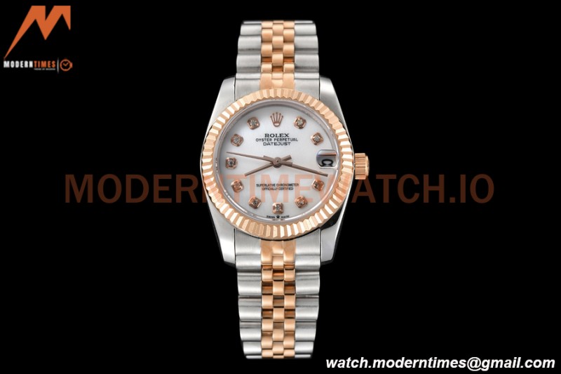 Rolex - Datejust Ladies 278271 31mm Jub Flt RG/SS White Mop/Dia GDF MY8215