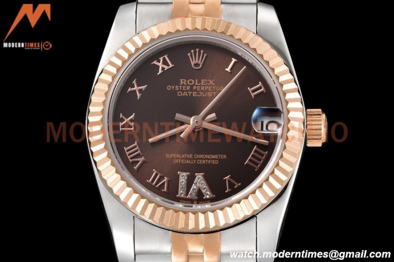 Rolex - Datejust Ladies 278271 31mm Jub Flt RG/SS Brn/Rmn GDF MY8215