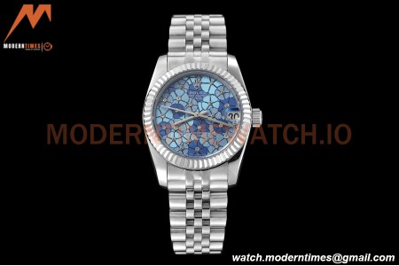 Rolex - Datejust Ladies 278274 31mm Jub Flt SS/SS Blue Floral/Dia GDF MY8215