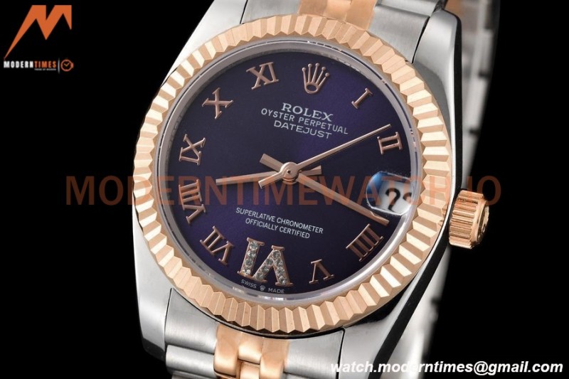 Rolex - Datejust Ladies 278271 31mm Jub Flt RG/SS Purp/Rmn GDF MY8215