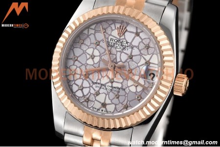 Rolex - Datejust Ladies 278271 31mm Jub Flt RG/SS Silver Floral/Dia GDF MY8215