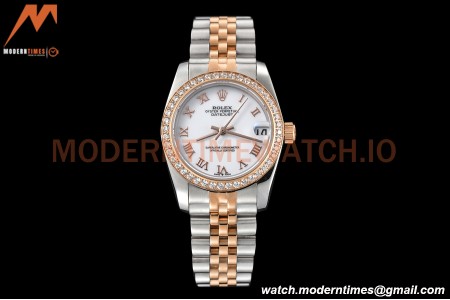 Rolex - Datejust Ladies 278381 31mm Jub Dia RG/SS Wht/Rmn GDF MY8215