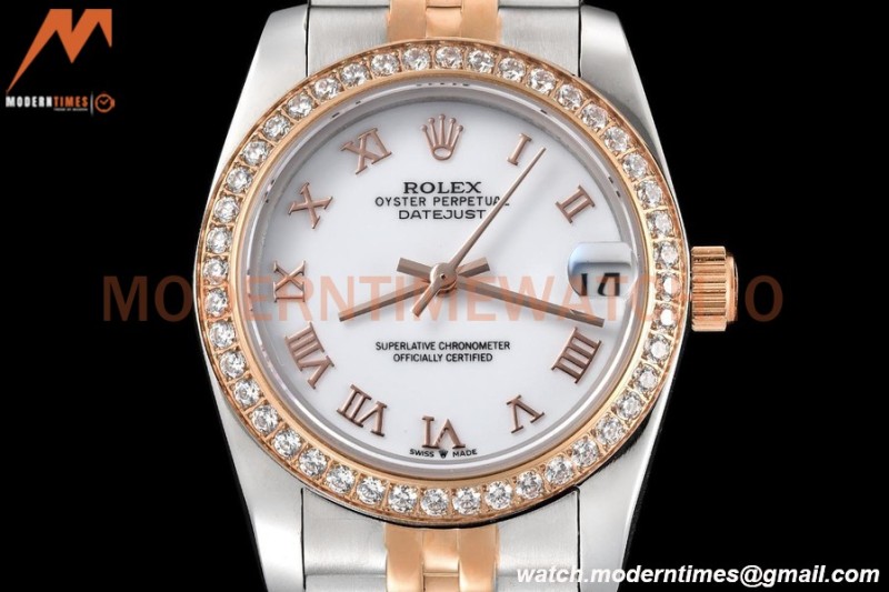 Rolex - Datejust Ladies 278381 31mm Jub Dia RG/SS Wht/Rmn GDF MY8215
