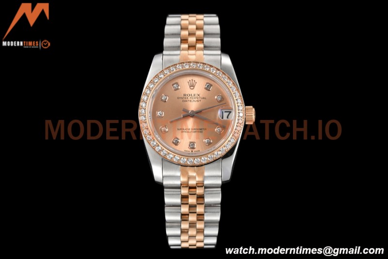 Rolex - Datejust Ladies 278381 31mm Jub Dia RG/SS Champ/Dia GDF MY8215