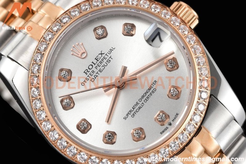 Rolex - Datejust Ladies 278381 31mm Jub Dia RG/SS Silv/Dia GDF MY8215
