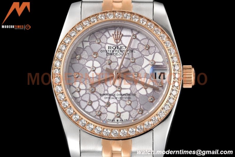 Rolex - Datejust Ladies 278381 31mm Jub Dia RG/SS Silver F-Motif GDF MY8215