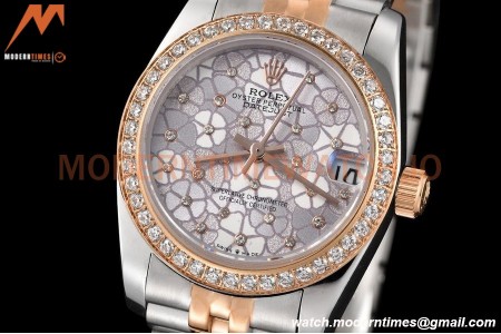 Rolex - Datejust Ladies 278381 31mm Jub Dia RG/SS Silver F-Motif GDF MY8215