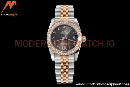 Rolex - Datejust Ladies 278381 31mm Jub Dia RG/SS Grey/Rmn GDF MY8215