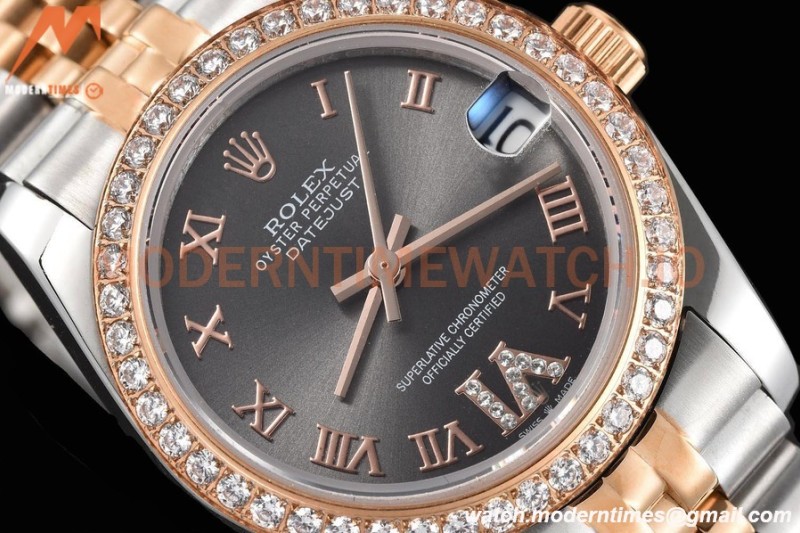 Rolex - Datejust Ladies 278381 31mm Jub Dia RG/SS Grey/Rmn GDF MY8215