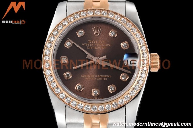 Rolex - Datejust Ladies 278381 31mm Jub Dia RG/SS Brn/Dia GDF MY8215