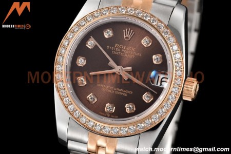 Rolex - Datejust Ladies 278381 31mm Jub Dia RG/SS Brn/Dia GDF MY8215