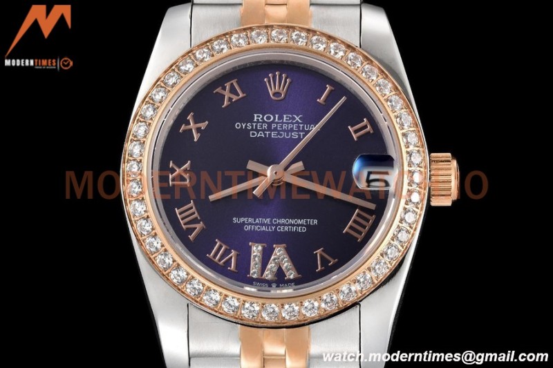 Rolex - Datejust Ladies 278381 31mm Jub Dia RG/SS Purp/Rmn GDF MY8215