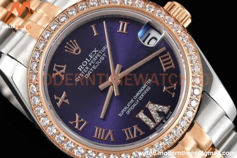 Rolex - Datejust Ladies 278381 31mm Jub Dia RG/SS Purp/Rmn GDF MY8215