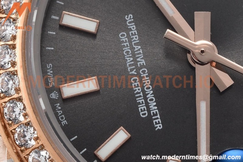 Rolex - Datejust Ladies 278381 31mm Jub Dia RG/SS Grey/Stk GDF MY8215