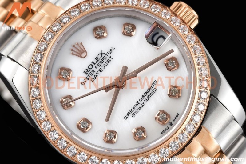Rolex - Datejust Ladies 278381 31mm Jub Dia RG/SS W-Mop/Dia GDF MY8215