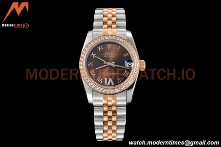 Rolex - Datejust Ladies 278381 31mm Jub Dia RG/SS Brn/Rmn GDF MY8215