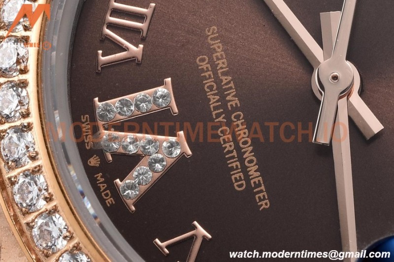 Rolex - Datejust Ladies 278381 31mm Jub Dia RG/SS Brn/Rmn GDF MY8215
