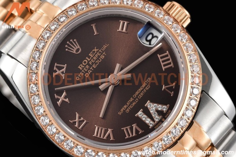 Rolex - Datejust Ladies 278381 31mm Jub Dia RG/SS Brn/Rmn GDF MY8215