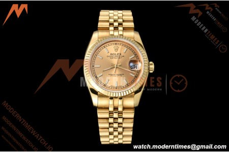 Rolex - Datejust 116238 36mm Jub Flt 316L YG/YG Gold/Stk DRF A2824