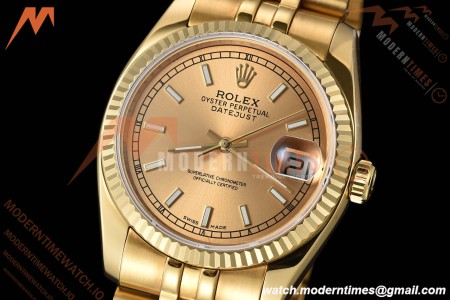 Rolex - Datejust 116238 36mm Jub Flt 316L YG/YG Gold/Stk DRF A2824