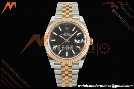 Rolex - Datejust 126331 41mm 904L Gain Weight Jub Flt RG/SS Blk/Stk ARF SH3235