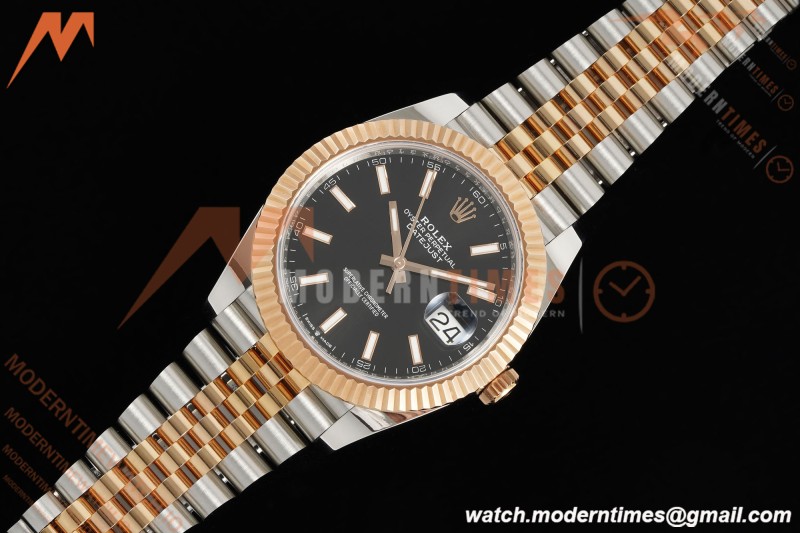Rolex - Datejust 126331 41mm 904L Gain Weight Jub Flt RG/SS Blk/Stk ARF SH3235