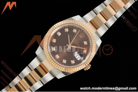 Rolex - Datejust 126331 41mm 904L Gain Weight Oys Flt RG/SS Brn/Dia ARF SH3235