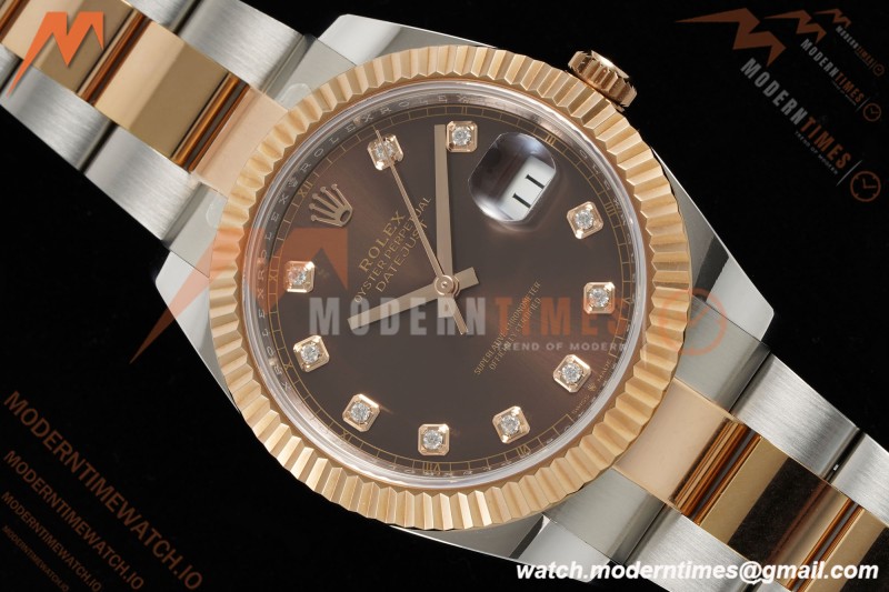 Rolex - Datejust 126331 41mm 904L Gain Weight Oys Flt RG/SS Brn/Dia ARF SH3235 | 롤렉스 - 데이트저스트 126331 41mm 904L 게인 웨이트 오이스터 퍼페츄얼 RG/SS 브라운/다이아 ARF SH3235